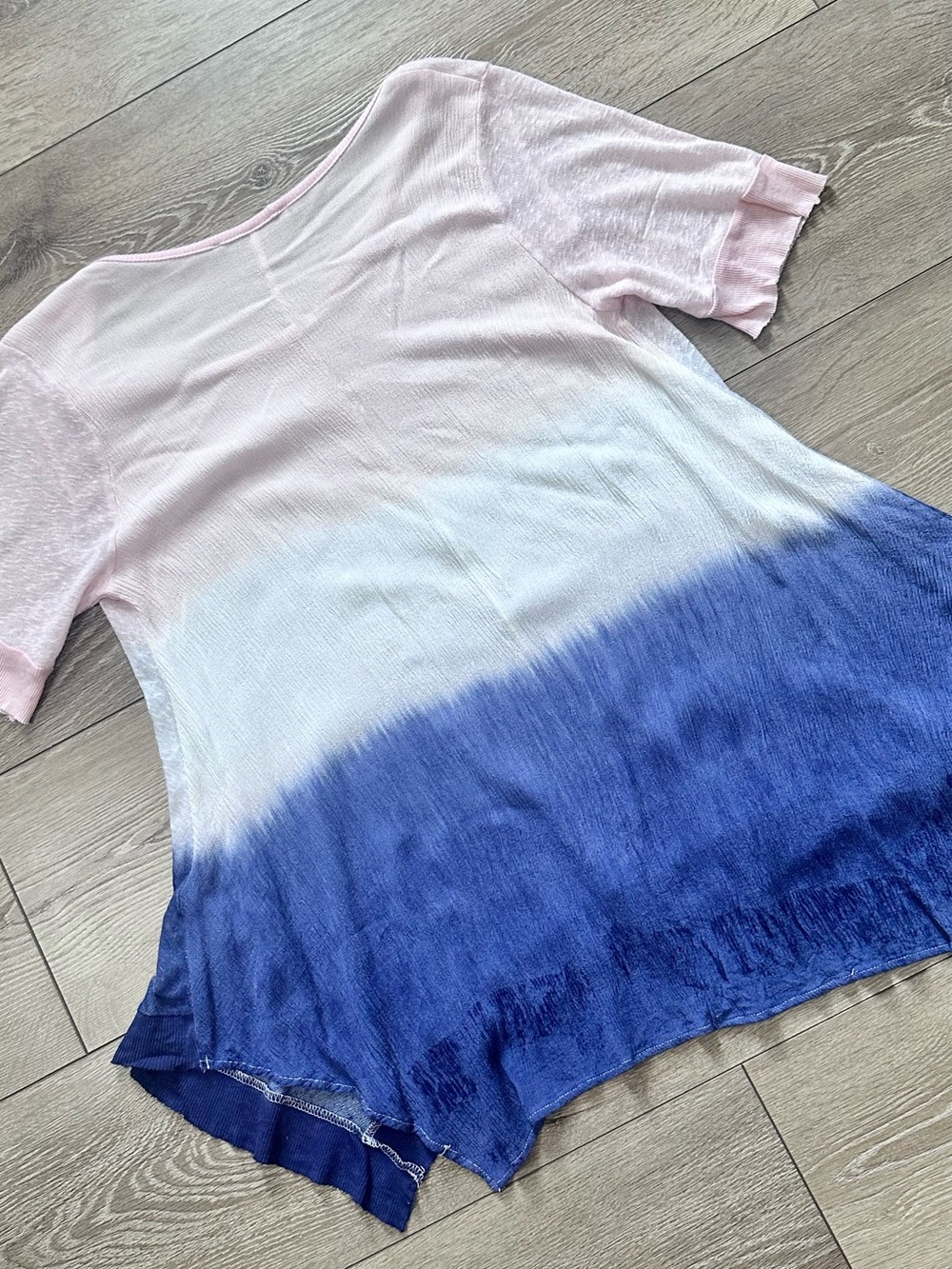 Easel Ombre Dip Dye Sharkbite Hem Tunic Top Oversized Rayon Slub Knit - Picture 10 of 10